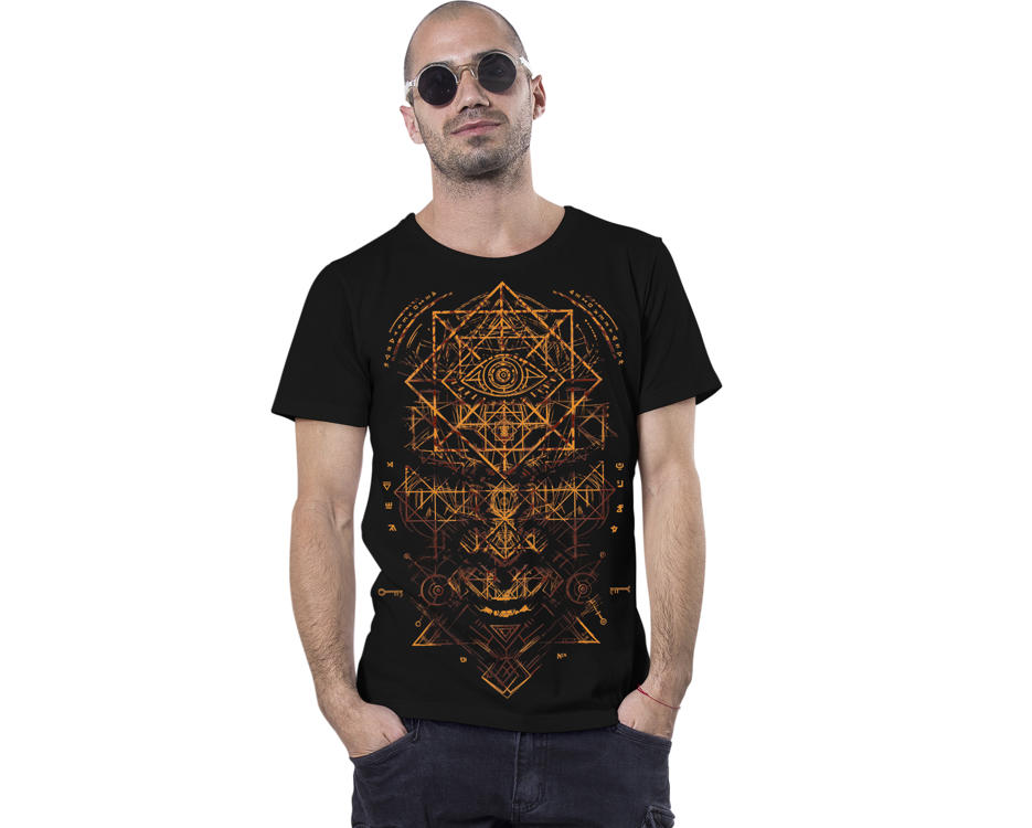 men psychedelic black t-shirt